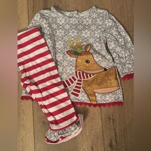 Rare Editions Gray and Red Reindeer Pajama Set